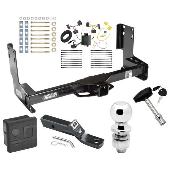 Trailer Tow Hitch For 07-13 Mercedes-Benz Freightliner 07-09 Dodge Sprinter 2500 3500 w/o Factory Step Bumper Deluxe Package Wiring 2" Ball and Lock