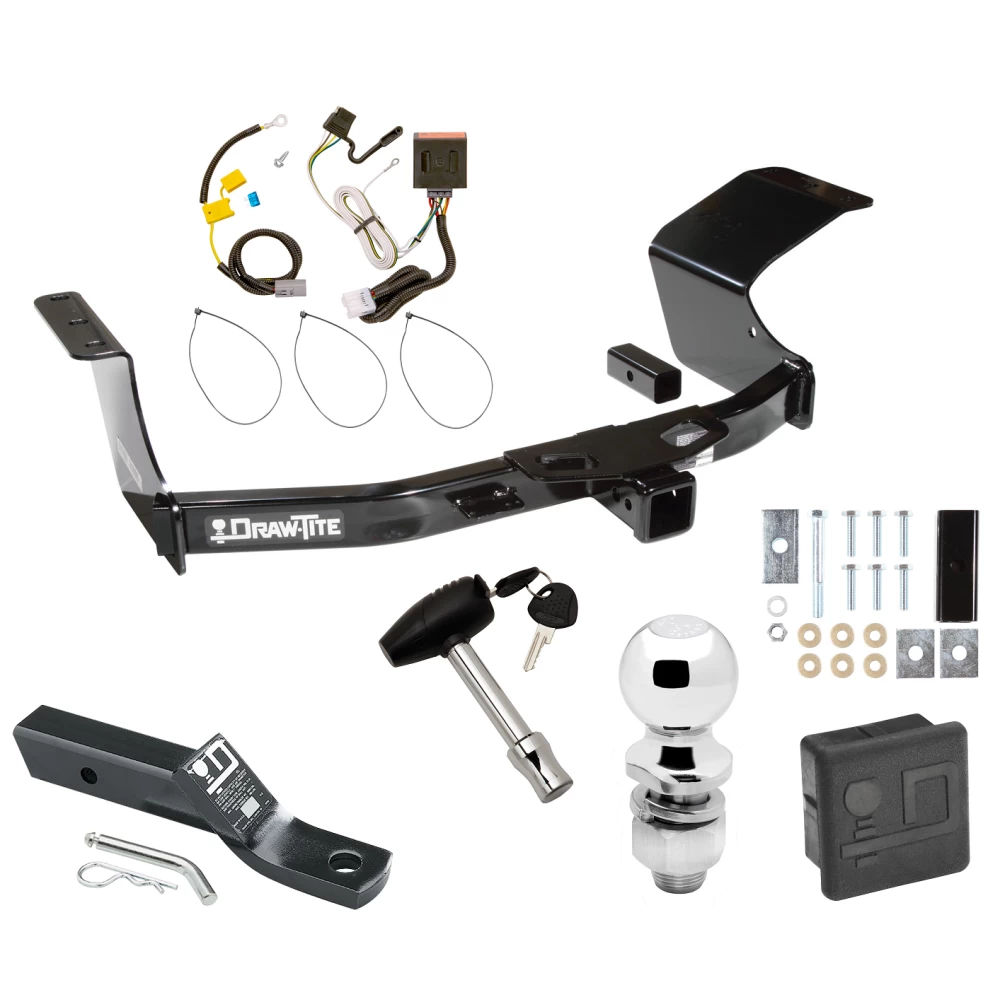 Custom Fit Trailer Hitch Wiring Harness (Plug & Play) 2" Drop Ball-Mount w/ Pin/Clip 2" Chrome Ball Security Lock Pin Rubber Hitch Plug Cover Installation Hardware Installation Instructions 75555 118518 23 63845 580407 7010 Draw-Tite Traile Trailer Tow Hitch For 07-13 Mitsubishi Outlander Deluxe Package Wiring 2" Ball and Lock