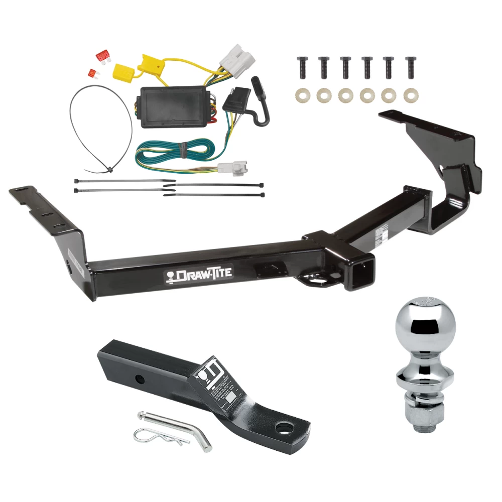 Trailer Tow Hitch For 08-13 Toyota Highlander Donut Spare Tire Only Complete Package w/ Wiring and 1-7/8" Ball