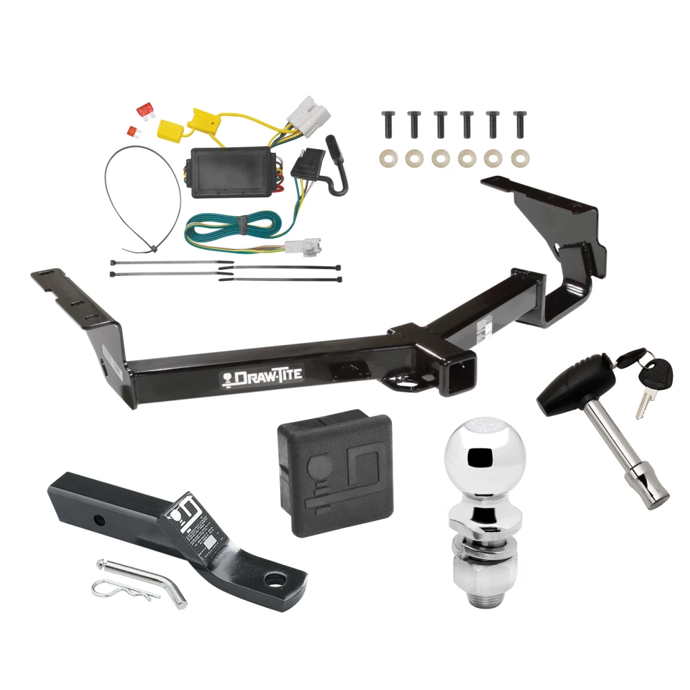 Trailer Tow Hitch For 08-13 Toyota Highlander Donut Spare Tire Only Complete Package w/ Wiring and 2" Ball