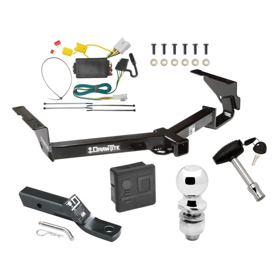 Trailer Tow Hitch For 08-13 Toyota Highlander Donut Spare Tire Only Complete Package w/ Wiring and 2" Ball