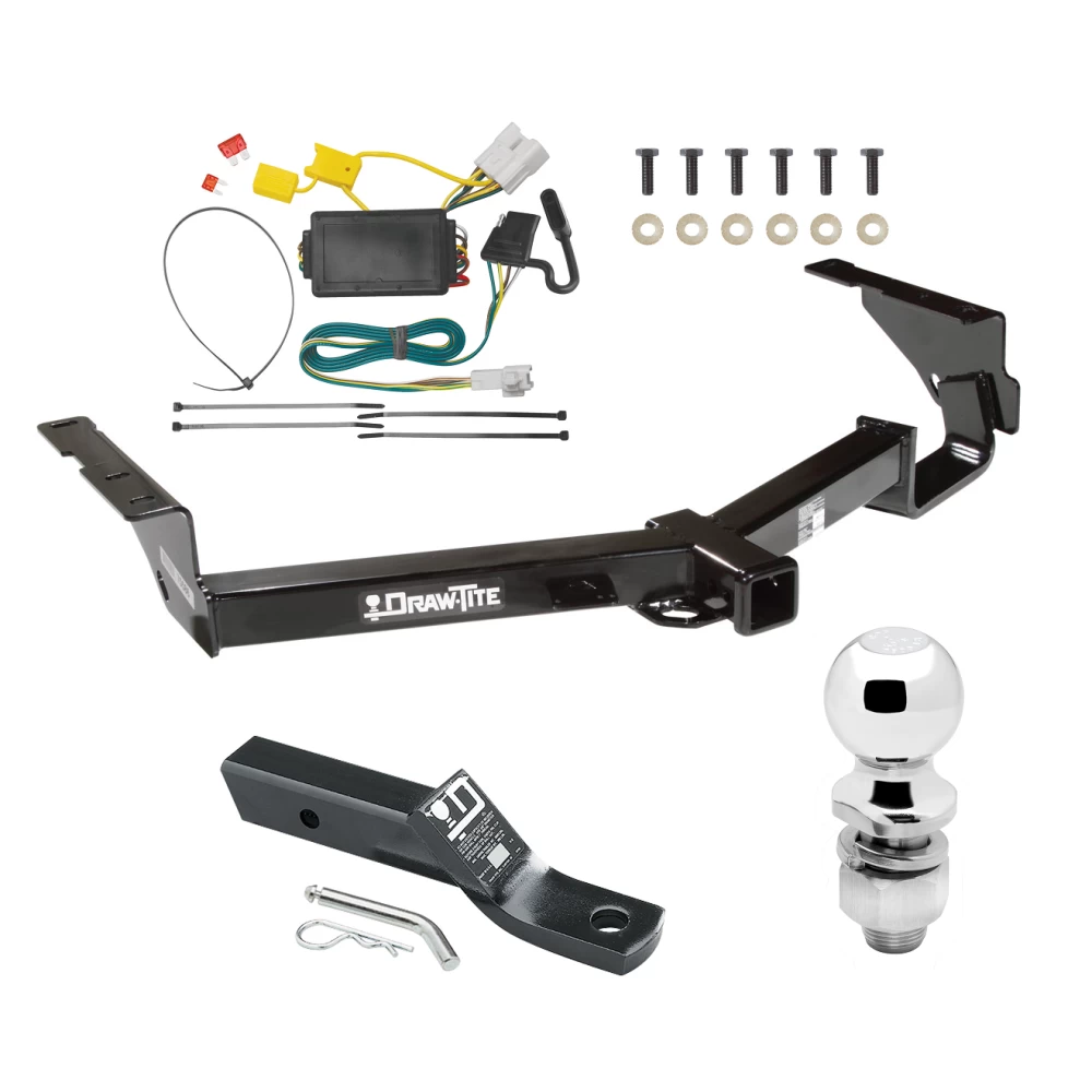 Trailer Tow Hitch For 08-13 Toyota Highlander Donut Spare Tire Only Complete Package w/ Wiring and 2" Ball