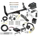 Trailer Hitch and Brake Control Kit For 14-25 Freightliner Mercedes-Benz Sprinter 1500 2500 3500 w/ Factory Step Bumper Controller 7-Way RV Wiring Breakaway Battery Charger Complete System Receiver 2" Tow Ball with factory step bumper