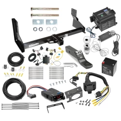 Trailer Hitch and Brake Control Kit For 14-25 Freightliner Mercedes-Benz Sprinter 1500 2500 3500 w/ Factory Step Bumper Controller 7-Way RV Wiring Breakaway Battery Charger Complete System Receiver 2" Tow Ball with factory step bumper