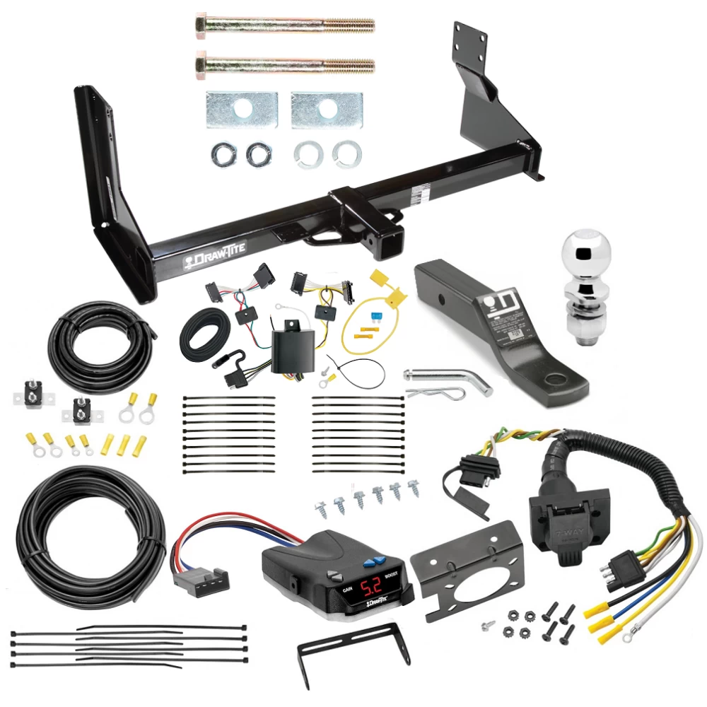 Trailer Hitch and Brake Control Kit For 14-25 Freightliner Mercedes-Benz Sprinter 1500 2500 3500 w/ Factory Step Bumper Controller 7-Way RV Wiring Harness Complete System Receiver 2" Tow Ball with factory step bumper