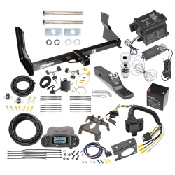 Trailer Hitch and Brake Control Kit For 14-25 Freightliner Mercedes-Benz Sprinter 1500 2500 3500 w/ Factory Step Bumper Tekonsha Prodigy P3 Brake Controller 7-Way RV Wiring Breakaway Battery Charger Complete System Receiver 2" Tow Ball with factory s