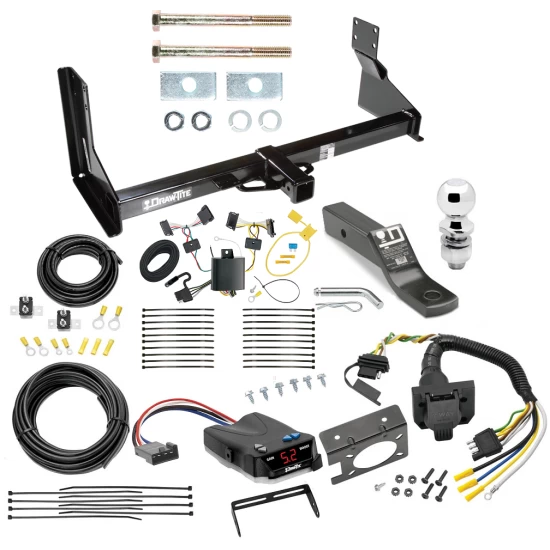 Trailer Hitch and Brake Control Kit For 07-13 Mercedes-Benz Freightliner 07-09 Dodge Sprinter 2500 3500 w/ Factory Step Bumper Controller 7-Way RV Wiring Harness Complete System Receiver 2" Tow Ball with factory step bumper