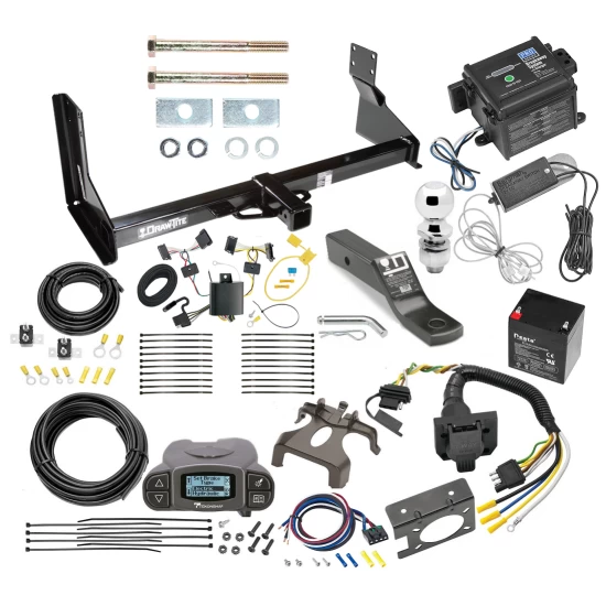 Trailer Hitch and Brake Control Kit For 07-13 Mercedes-Benz Freightliner 07-09 Dodge Sprinter 2500 3500 w/ Factory Step Bumper Tekonsha Prodigy P3 Brake Controller 7-Way RV Wiring Breakaway Battery Charger Complete System Receiver 2" Tow Ball with fa