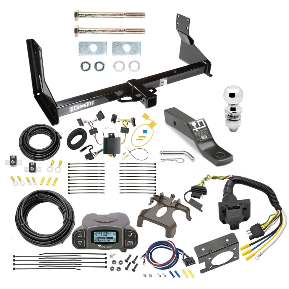 Trailer Hitch and Brake Control Kit For 07-13 Mercedes-Benz Freightliner 07-09 Dodge Sprinter 2500 3500 w/ Factory Step Bumper Tekonsha Prodigy P3 Brake Controller 7-Way RV Wiring Harness Complete System Receiver 2" Tow Ball with factory step bumper