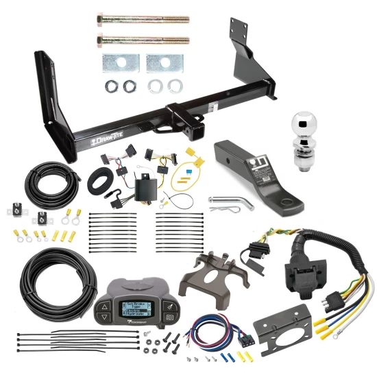 Trailer Hitch and Brake Control Kit For 07-13 Mercedes-Benz Freightliner 07-09 Dodge Sprinter 2500 3500 w/ Factory Step Bumper Tekonsha Prodigy P3 Brake Controller 7-Way RV Wiring Harness Complete System Receiver 2" Tow Ball with factory step bumper
