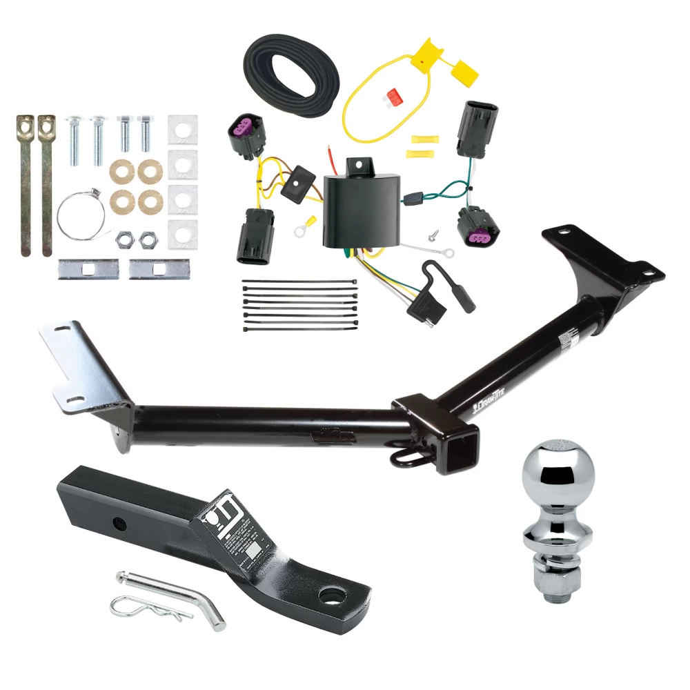 Trailer Tow Hitch For 11-20 Dodge Journey w/o LED Taillights Complete Package w/ Wiring and 1-7/8" Ball