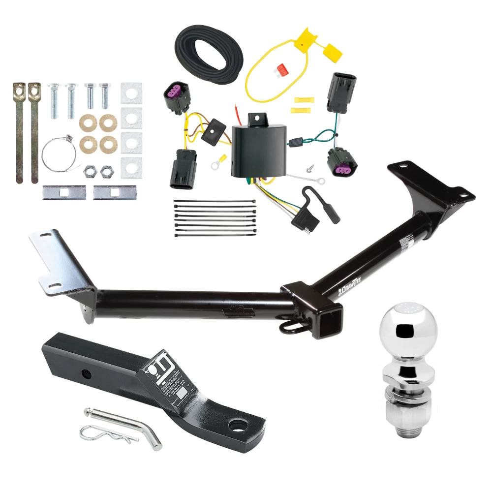 Trailer Tow Hitch For 11-20 Dodge Journey w/o LED Taillights Complete Package w/ Wiring and 2" Ball