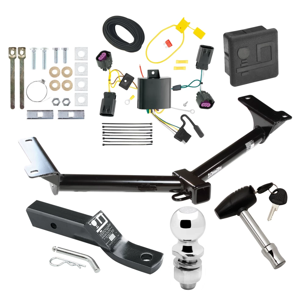 Trailer Tow Hitch For 11-20 Dodge Journey w/o LED Taillights Deluxe Package Wiring 2" Ball and Lock