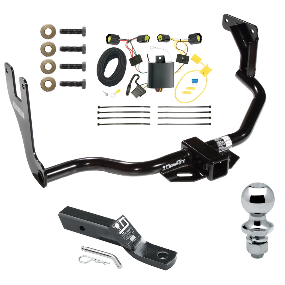 Trailer Tow Hitch For 10-13 Ford Transit Connect Complete Package w/ Wiring and 1-7/8" Ball