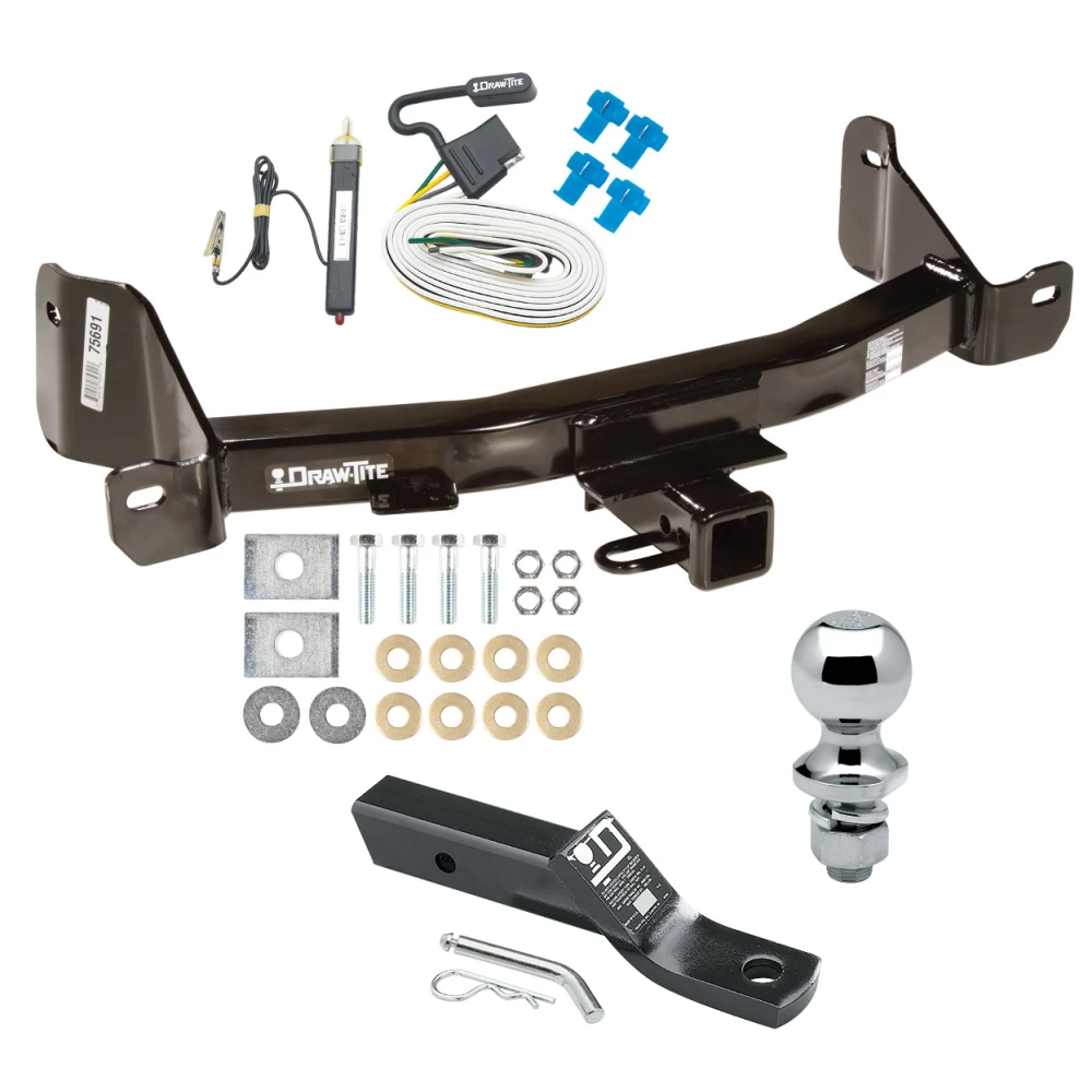 Trailer Tow Hitch For 09-14 Ford F-150 10-14 F-150 Raptor Complete Package w/ Wiring and 1-7/8" Ball