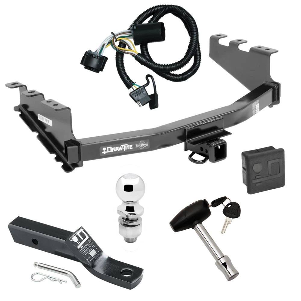 Trailer Tow Hitch For 14-18 Chevy Silverado GMC Sierra 1500 (2019 LD & Legacy) Deluxe Package Wiring 2" Ball and Lock