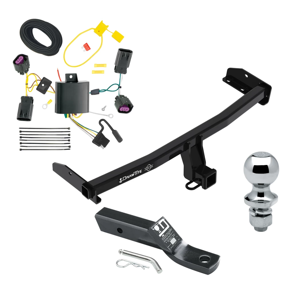Trailer Tow Hitch For 11-20 Dodge Journey w/o LED Taillights Complete Package w/ Wiring and 1-7/8" Ball