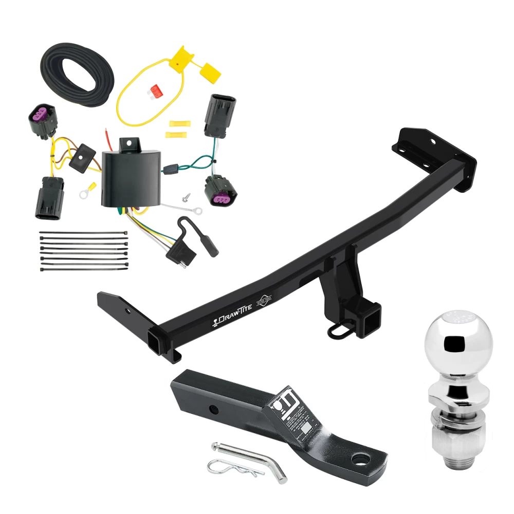 Trailer Tow Hitch For 11-20 Dodge Journey w/o LED Taillights Complete Package w/ Wiring and 2" Ball