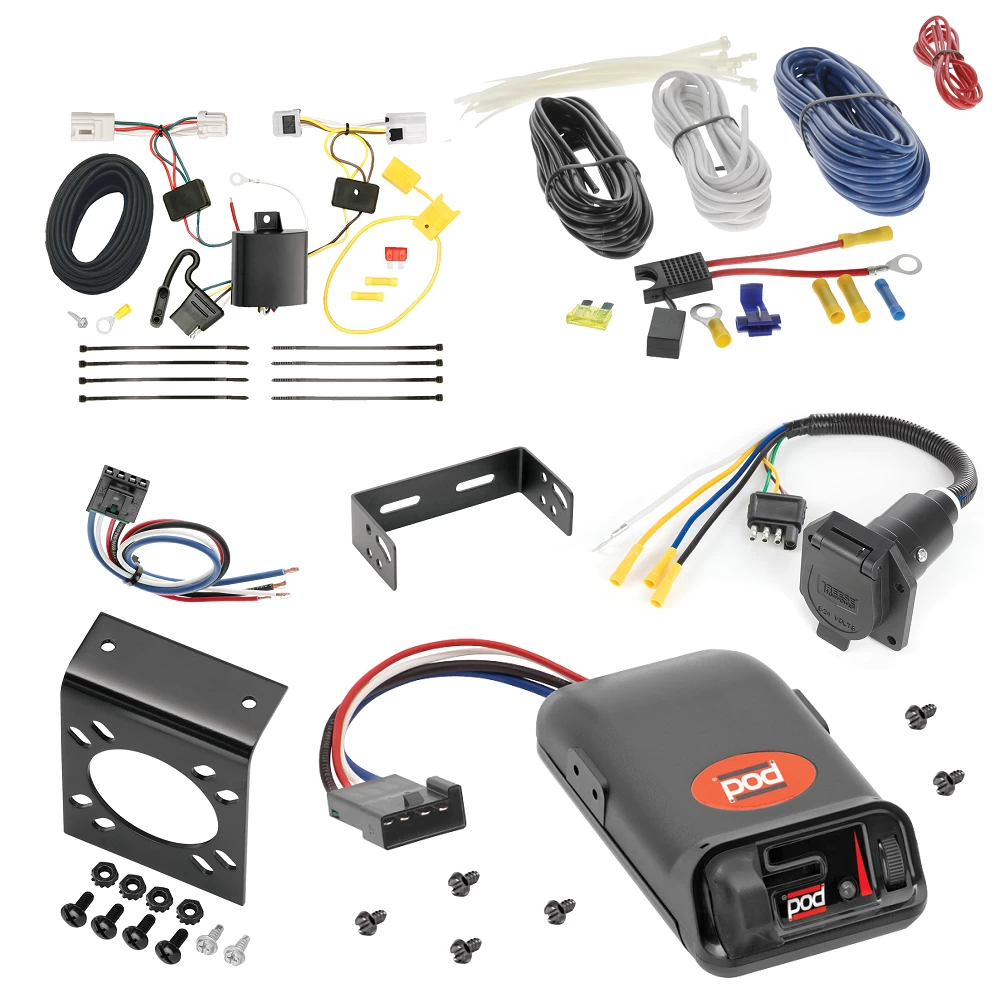 For 2014-2014 Nissan Rogue Select 7-Way RV Wiring + Pro Series POD Brake Control + Generic BC Wiring Adapter By Tekonsha
