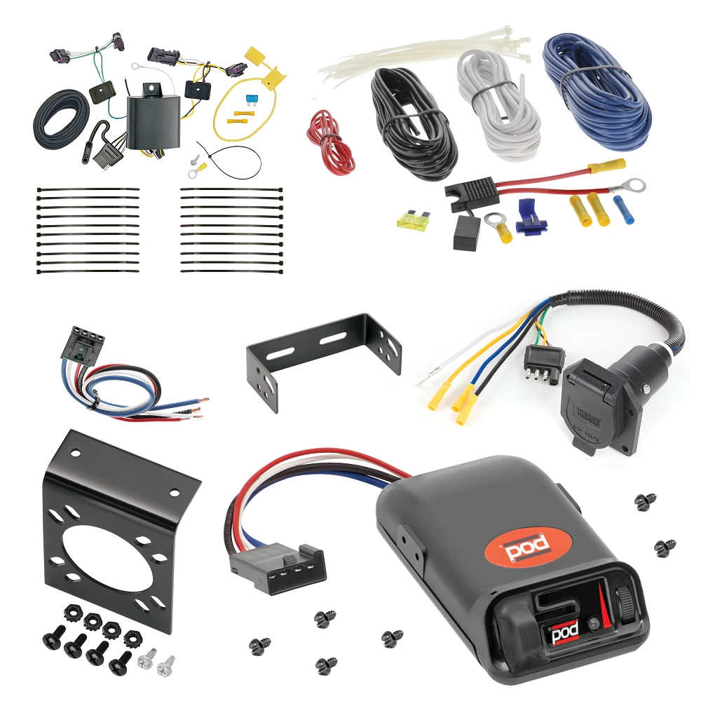 For 2017-2024 Jeep Compass 7-Way RV Wiring + Pro Series POD Brake Control + Generic BC Wiring Adapter (For (New Body Style) Models) By Tekonsha