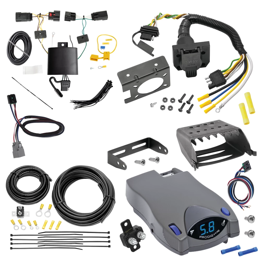 For 2018-2024 Jeep Wrangler 7-Way RV Wiring + Tekonsha Prodigy P2 Brake Control + Plug & Play BC Adapter (For JL (New Body Style) Models) By Tekonsha