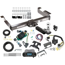 Class 5 10K Trailer Hitch Tow Package Prodigy P3 Brake Control For 00-02 Chevy Express GMC Savana 1500 2500 3500 w/ 7-Way RV Wiring 2-5/16" Ball 2" Drop Mount Ultra Frame 2" Receiver Draw-Tite Tekonsha