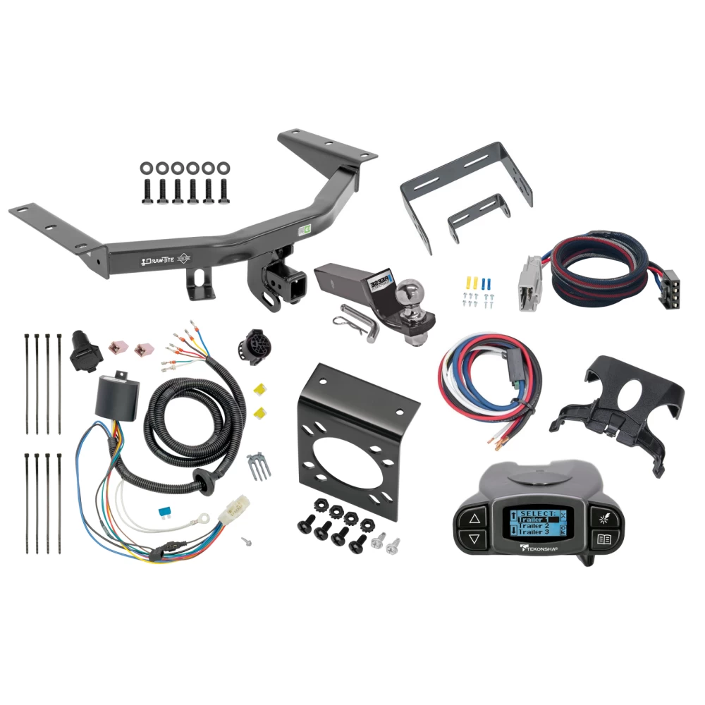 Trailer Hitch Tow Package Prodigy P3 Brake Control For 16-22 Honda Pilot All Models w/ 7-Way RV Wiring 2" Drop Mount 2" Ball Class 4 2" Receiver Draw-Tite Tekonsha
