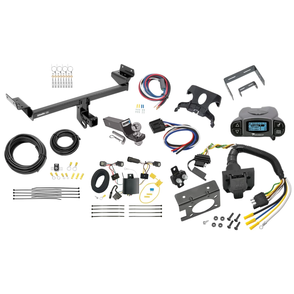 Trailer Hitch Tow Package Prodigy P3 Brake Control For 15-18 Ford Edge Sport & Titanium w/ 7-Way RV Wiring 2" Drop Mount 2" Ball Class 3 2" Receiver Draw-Tite Tekonsha