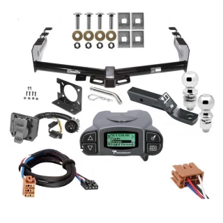 Trailer Tow Hitch w/ Tekonsha Prodigy P3 Brake Control For 99-13 Chevy Silverado GMC Sierra 1500 HD 99-04 2500 LD (07-07 Classic) Standard or Step Bumper w/ Dual 2" and 2- 5/16" Ball 2" Drop Mount 7-Way Pin Blade RV Controller