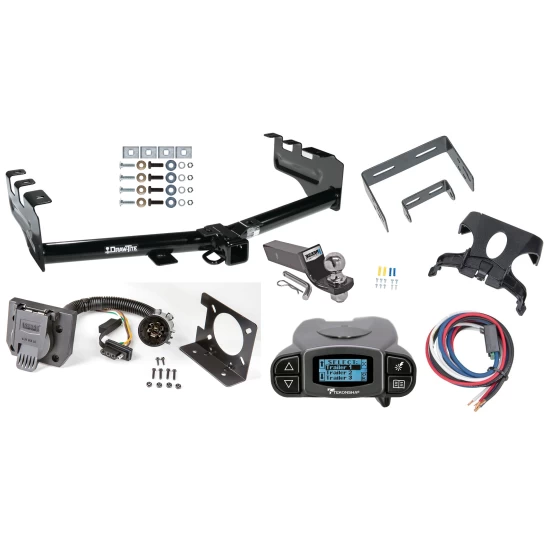 Trailer Hitch Tow Package Prodigy P3 Brake Control For 99-13 Chevy Silverado GMC Sierra 1500 HD 99-04 2500 LD (07-07 Classic) Standard or Step Bumper w/ 7-Way RV Wiring 2" Drop Mount 2" Ball Class 4 2" Receiver Draw-Tite Tekonsha