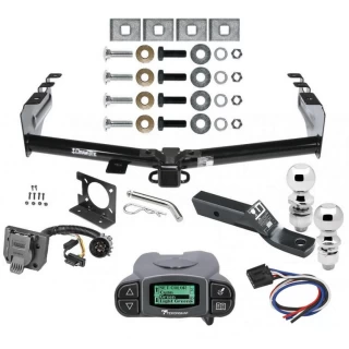Trailer Hitch Tow Package w/ Tekonsha Prodigy P3 Brake Control For 99-13 Chevy Silverado GMC Sierra 1500 HD 99-04 2500 LD (07-07 Classic) Standard or Step Bumper w/ Dual 2" and 2- 5/16" Ball 2" Drop Mount 7-Way Pin Blade RV Controller