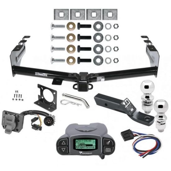 Trailer Hitch Tow Package w/ Tekonsha Prodigy P3 Brake Control For 99-13 Chevy Silverado GMC Sierra 1500 HD 99-04 2500 LD (07-07 Classic) Standard or Step Bumper w/ Dual 2" and 2- 5/16" Ball 2" Drop Mount 7-Way Pin Blade RV Controller