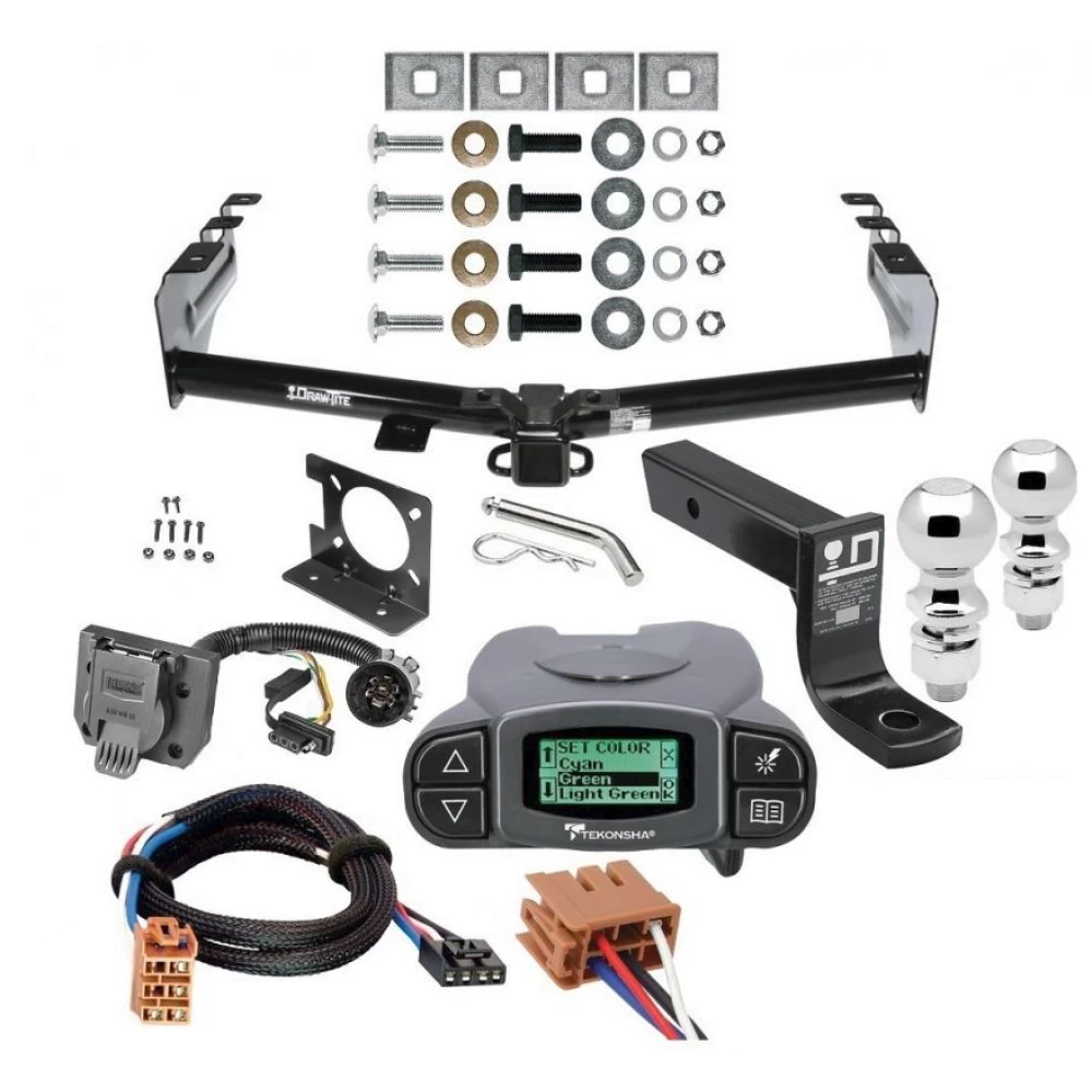 Trailer Hitch Tow Package w/ Tekonsha Prodigy P3 Brake Control For 99-13 Chevy Silverado GMC Sierra 1500 HD 99-04 2500 LD (07-07 Classic) Standard or Step Bumper w/ Dual 2" and 2- 5/16" Ball 4" Drop Mount 7-Way Pin Blade RV Controller
