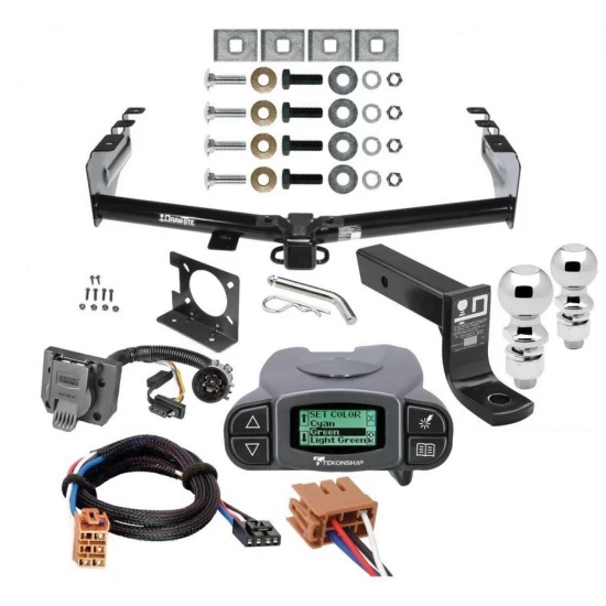 Trailer Hitch Tow Package w/ Tekonsha Prodigy P3 Brake Control For 99-13 Chevy Silverado GMC Sierra 1500 HD 99-04 2500 LD (07-07 Classic) Standard or Step Bumper w/ Dual 2" and 2- 5/16" Ball 4" Drop Mount 7-Way Pin Blade RV Controller