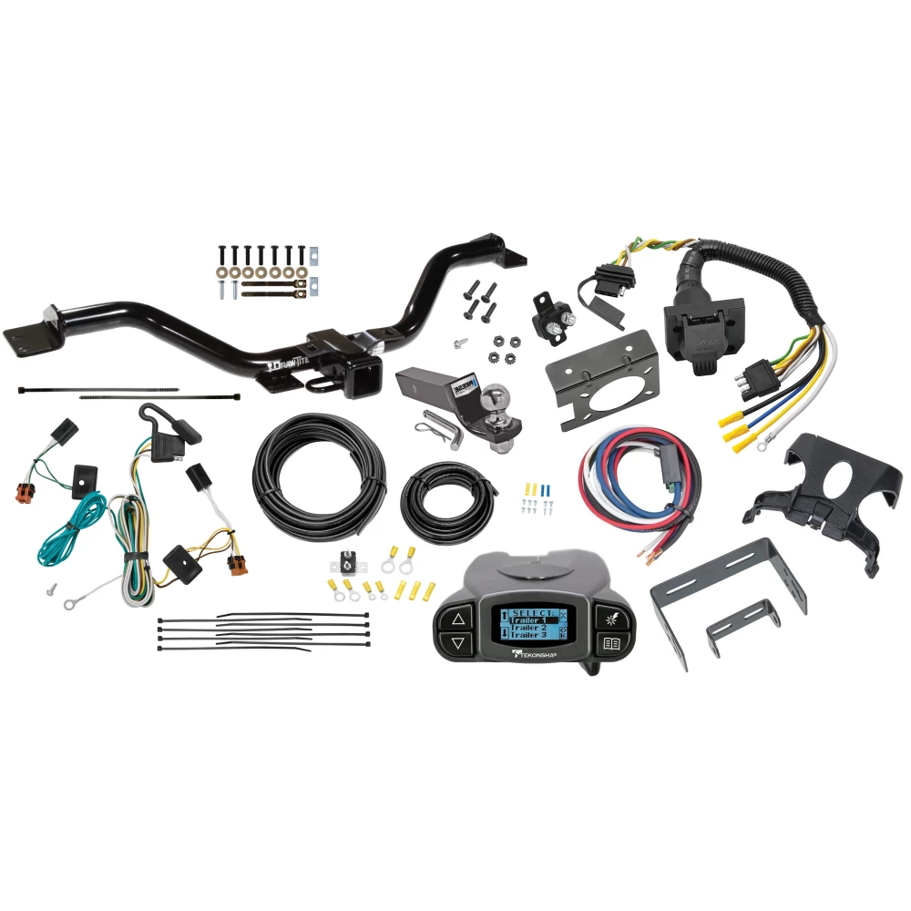 Trailer Hitch Tow Package Prodigy P3 Brake Control For 07-12 GMC Acadia All Models w/ 7-Way RV Wiring 2" Drop Mount 2" Ball Class 3 2" Receiver Draw-Tite Tekonsha