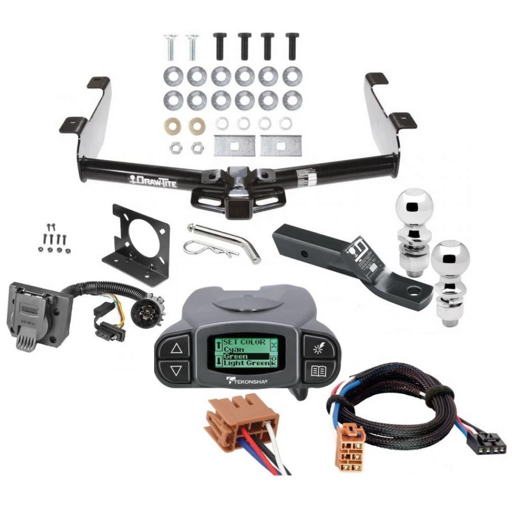 Trailer Hitch Tow Package w/ Tekonsha Prodigy P3 Brake Control For 01-10 Chevy Silverado GMC Sierra 2500 HD 3500 HD 07-07 Classic w/ Dual 2" and 2- 5/16" Ball 2" Drop Mount 7-Way Pin Blade RV Controller