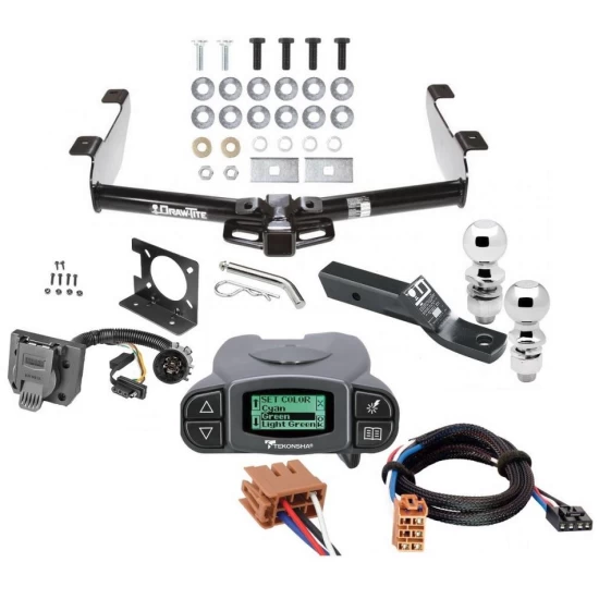 Trailer Hitch Tow Package w/ Tekonsha Prodigy P3 Brake Control For 01-10 Chevy Silverado GMC Sierra 2500 HD 3500 HD 07-07 Classic w/ Dual 2" and 2- 5/16" Ball 2" Drop Mount 7-Way Pin Blade RV Controller
