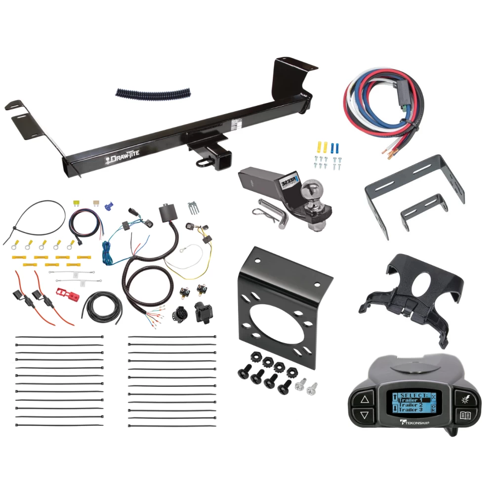 Trailer Hitch Tow Package Prodigy P3 Brake Control For 11-16 Chrysler Town and Country 21-21 Grand Caravan 11-20 Dodge Grand Caravan 12-15 RAM C/V w/ 7-Way RV Wiring 2" Drop Mount 2" Ball Class 3 2" Receiver Draw-Tite Tekonsha