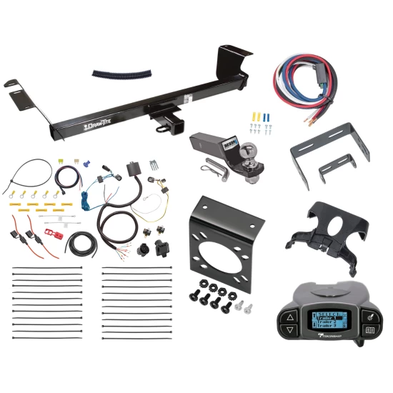 Trailer Hitch Tow Package Prodigy P3 Brake Control For 11-16 Chrysler Town and Country 21-21 Grand Caravan 11-20 Dodge Grand Caravan 12-15 RAM C/V w/ 7-Way RV Wiring 2" Drop Mount 2" Ball Class 3 2" Receiver Draw-Tite Tekonsha