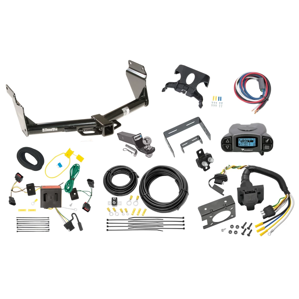 Trailer Hitch Tow Package Prodigy P3 Brake Control For 11-13 Dodge Durango All Models w/ 7-Way RV Wiring 2" Drop Mount 2" Ball Class 4 2" Receiver Draw-Tite Tekonsha