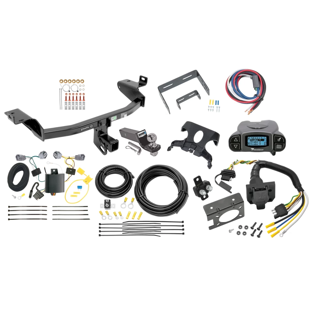 Trailer Hitch Tow Package Prodigy P3 Brake Control For 14-18 Jeep Cherokee w/ 7-Way RV Wiring 2" Drop Mount 2" Ball Class 3 2" Receiver Draw-Tite Tekonsha