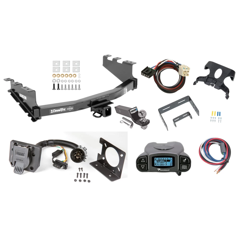 Trailer Hitch Tow Package Prodigy P3 Brake Control For 14-18 Chevy Silverado GMC Sierra 1500 (2019 LD & Legacy) w/ 7-Way RV Wiring 2" Drop Mount 2" Ball Class 4 2" Receiver Draw-Tite Tekonsha