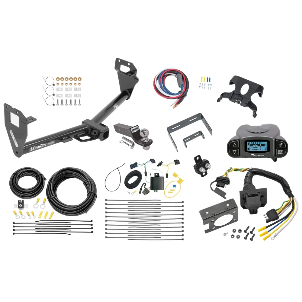Trailer Hitch Tow Package Prodigy P3 Brake Control For 15-23 Jeep Renegade All Models w/ 7-Way RV Wiring 2" Drop Mount 2" Ball Class 3 2" Receiver Draw-Tite Tekonsha