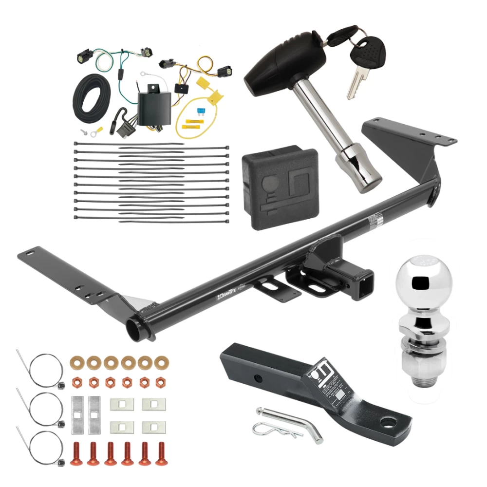 Custom Fit Trailer Hitch Wiring Harness (Plug & Play) 2" Drop Ball-Mount w/ Pin/Clip 2" Chrome Ball Security Lock Pin Rubber Hitch Plug Cover Installation Hardware Installation Instructions 76046 118712 21536 580407 7010 Draw-Tite Trailer To Trailer Tow Hitch For 17-20 Chrysler Pacifica Limited Touring L Plus Except Hybrid Deluxe Package Wiring 2" Ball and Lock