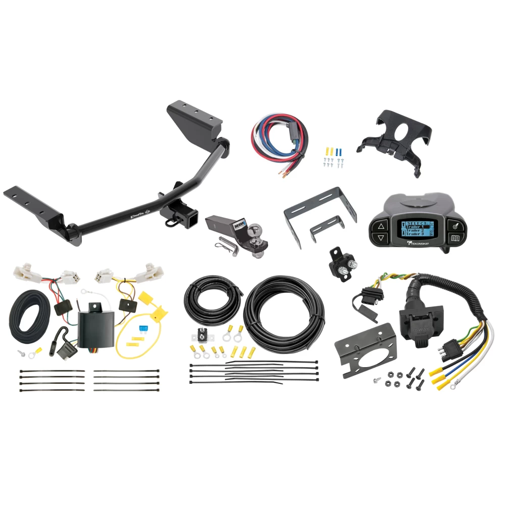 Trailer Hitch Tow Package Prodigy P3 Brake Control For 13-18 Toyota RAV4 All Models w/ 7-Way RV Wiring 2" Drop Mount 2" Ball Class 3 2" Receiver Draw-Tite Tekonsha