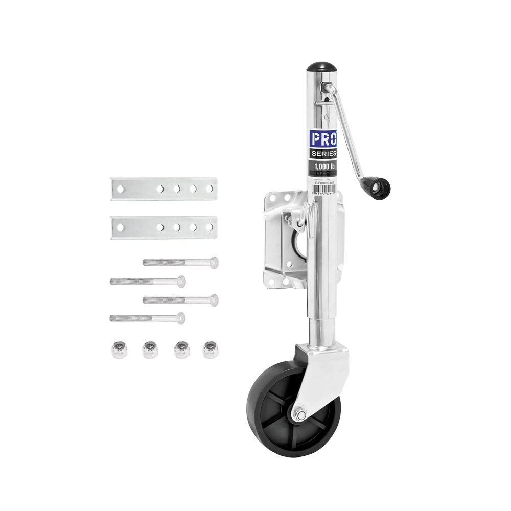 Pro Series 1000 lbs Trailer Jack, Zinc Wheel, Snap Ring Swivel, for Marine Use