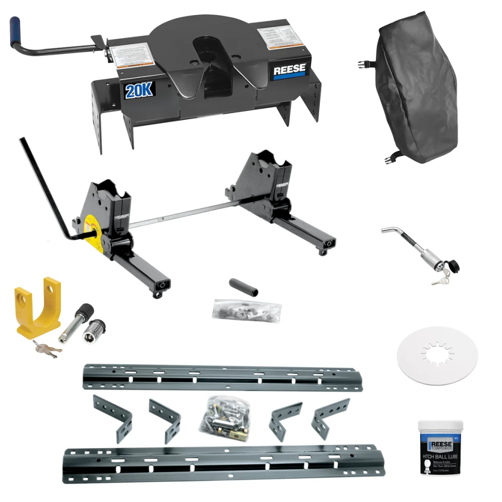 For 1973-2000 GMC C/K Series Industry Standard Semi-Custom Above Bed Rail Kit + 20K Fifth Wheel + Square Slider + King Pin Lock + Base Rail Lock + 10" Lube Plate + Fifth Wheel Cover + Lube (For 6-1/2' or Shorter Bed, w/o Factory Puck System Models) B For 1973-2000 GMC C/K Series Industry Standard Semi-Custom Above Bed Rail Kit + 20K Fifth Wheel + Square Slider + King Pin Lock + Base Rail Lock + 10" Lube Plate + Fifth Wheel Cover + Lube (For 6-1/2' or Shorter Bed, w/o Factory Puck System Models) B