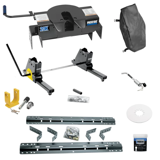 For 1973-2000 GMC C/K Series Industry Standard Semi-Custom Above Bed Rail Kit + 20K Fifth Wheel + Square Slider + King Pin Lock + Base Rail Lock + 10" Lube Plate + Fifth Wheel Cover + Lube (For 6-1/2' or Shorter Bed, w/o Factory Puck System Models) B For 1973-2000 GMC C/K Series Industry Standard Semi-Custom Above Bed Rail Kit + 20K Fifth Wheel + Square Slider + King Pin Lock + Base Rail Lock + 10" Lube Plate + Fifth Wheel Cover + Lube (For 6-1/2' or Shorter Bed, w/o Factory Puck System Models) B