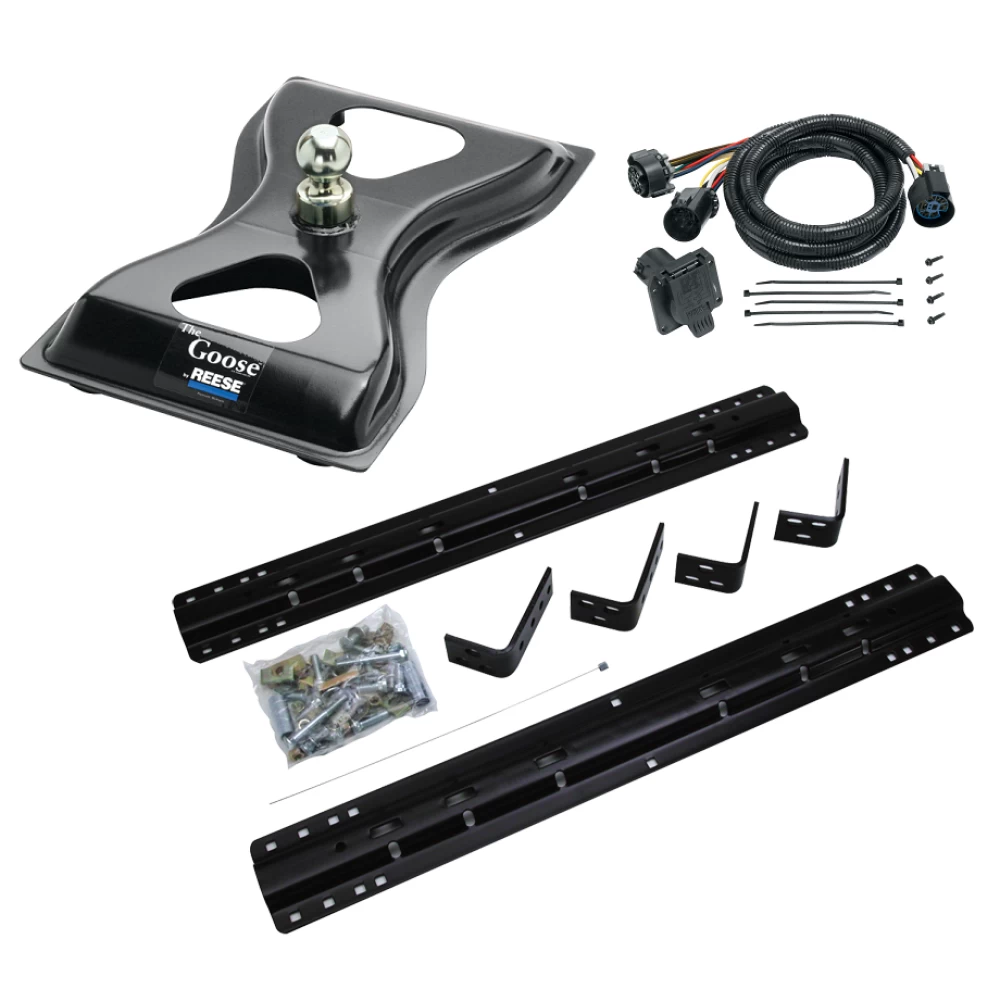 For 1999-2016 Ford F-250 Super Duty Industry Standard Semi-Custom Above Bed Rail Kit + 25K Reese Gooseneck Hitch + In-Bed Wiring (For 5'8 or Shorter Bed (Sidewinder Required), Except Cab & Chassis, w/o Factory Puck System Models) By Reese