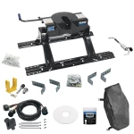 For 1975-1996 Ford F-250 Industry Standard Semi-Custom Above Bed Rail Kit + 20K Fifth Wheel + In-Bed Wiring + King Pin Lock + Base Rail Lock + 10" Lube Plate + Fifth Wheel Cover + Lube (For 5'8 or Shorter Bed (Sidewinder Required), w/o Factory Puck S